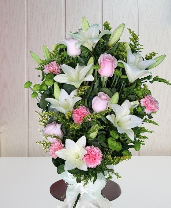 Bouquet deuil lys et roses blanches Paris